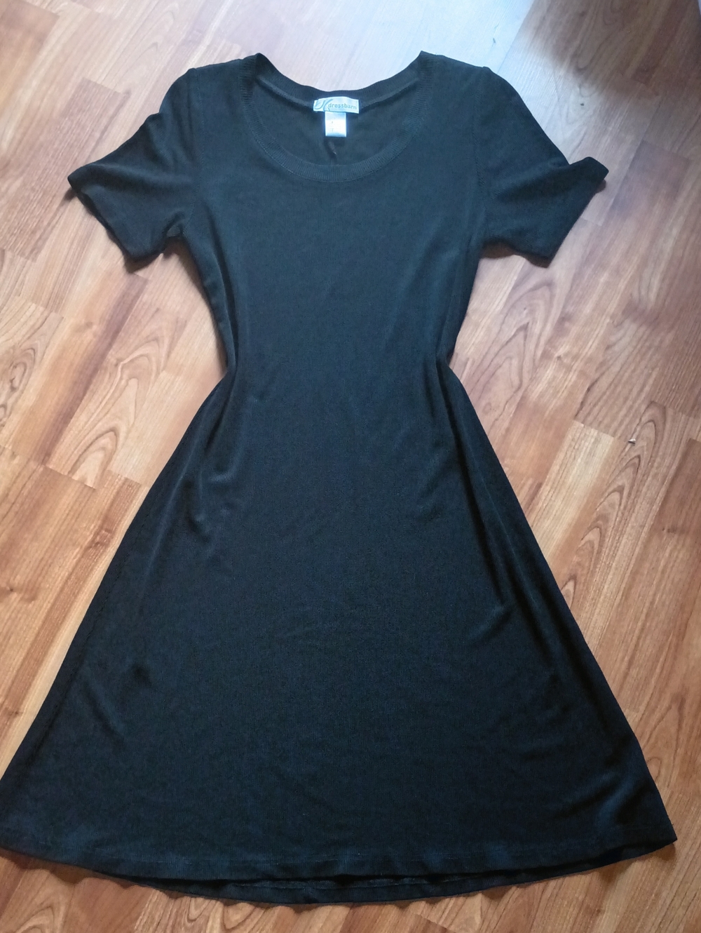 dressbarn Black Short-Sleeve Fit & Flare Midi Dress